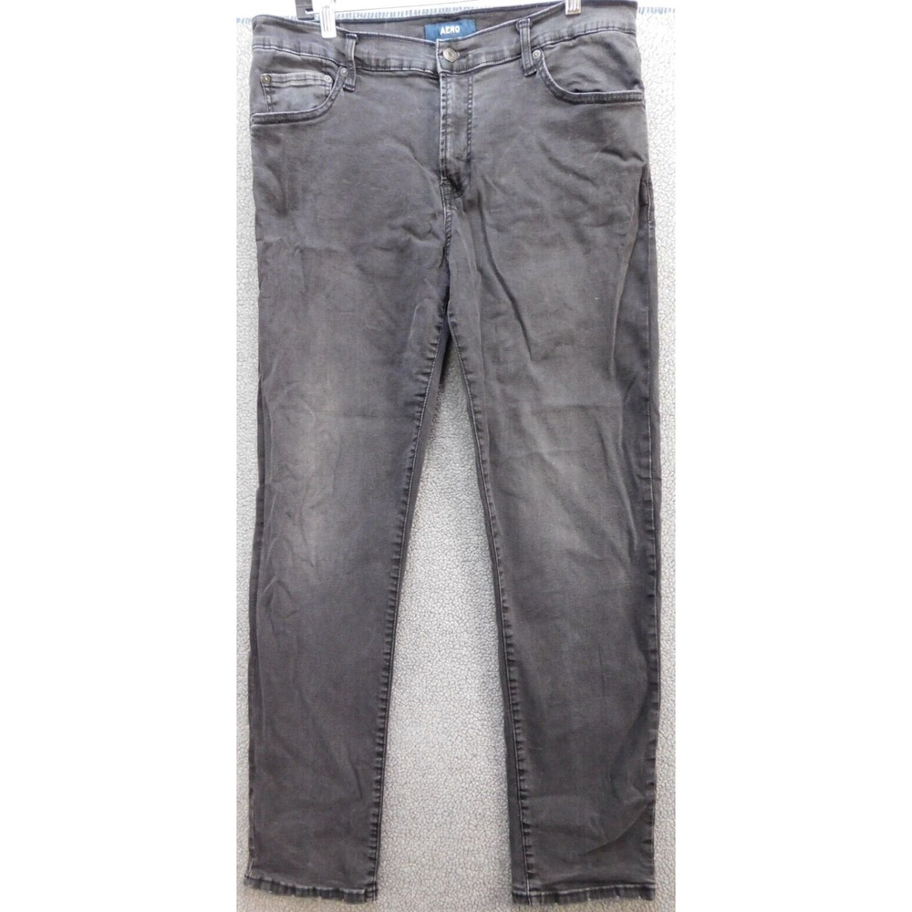 Aero Slim Jeans Mens Black 36x32 Straight